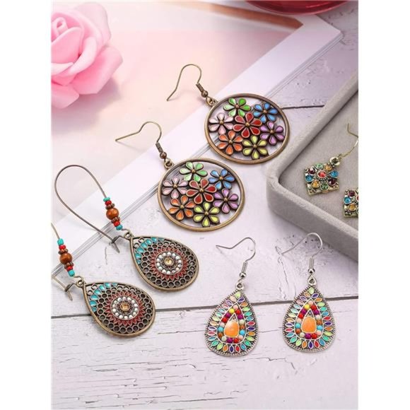 Leather Necklace BeadChoker Adjustable Vintage Turquoise Necklace Handmade Woven - Picture 3 of 8